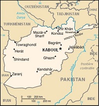 Carte de l'actuel Afghanistan