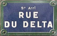 Rue du Delta dans le 9e à Paris. Quartier dit du Delta.