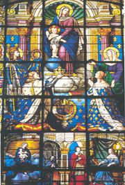 Louis XIII et son épouse Anne d'Autriche offrant la couronne et le septre du royaume de France à la Vierge Marie